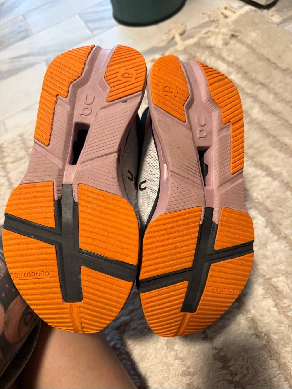 On Running Women's White Pink and Orange Athletic Sneakers